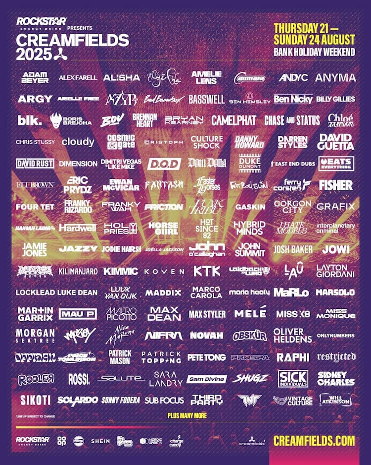 Creamfields 2025 Lineup