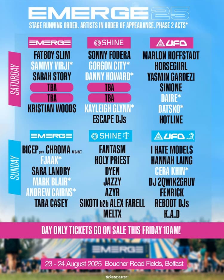 Emerge Belfast 2025 Lineup